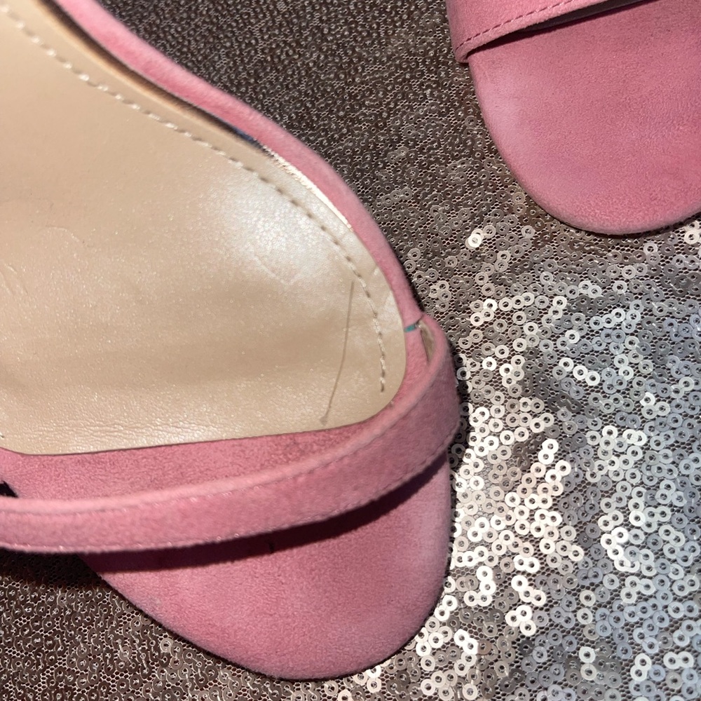 WHITE HOUSE BLACK MARKET Pink Suede Strappy Heels - Picture 4 of 12